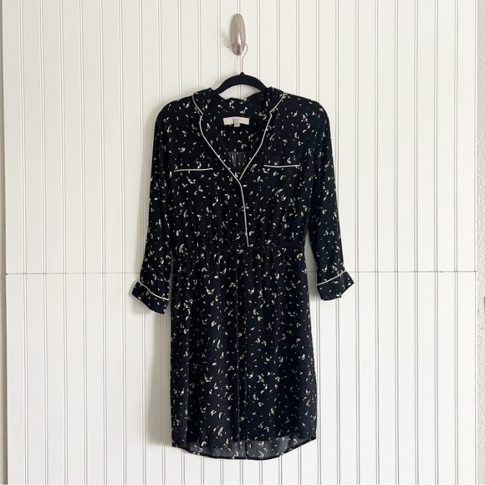 Loft Size XS Black & White 3/4 Sleeve Dress